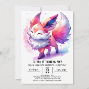 Convite Woodland Pintable Fox Birthday
