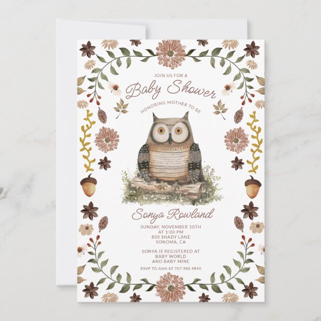 Convite Woodland Raccoon Baby Shower Invitation (Frente)