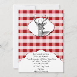 Convite Woodland Red e White verificaram Janto de Natal