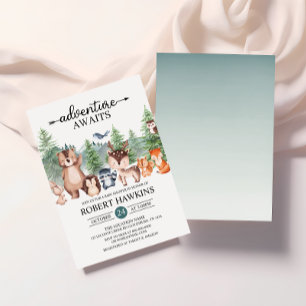 Convite Woodland Rustic Adventure Aguarda Chá de fraldas