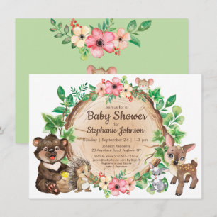 Convite Woodland Rustic Animal Gender Neutral Chá de fral
