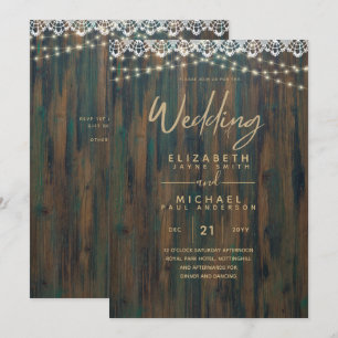 Convite Woodland RUSTIC WOOD LUZ LACE Casamento