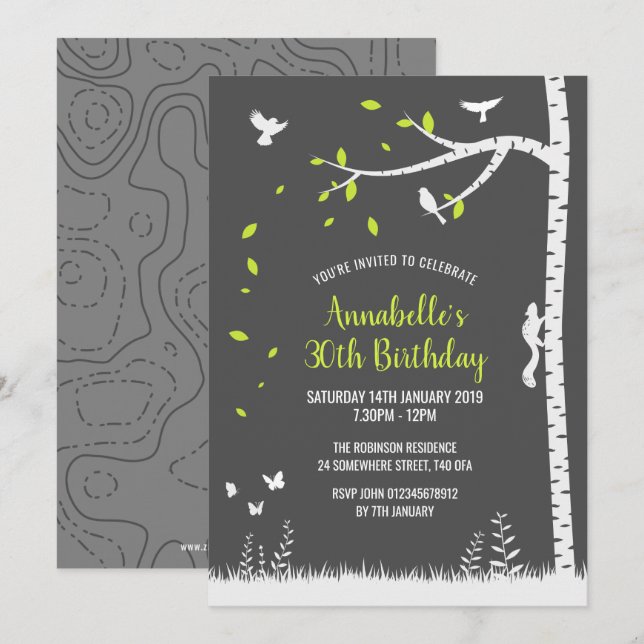 Convite Woodland Silhouette Scenery (Frente/Verso)