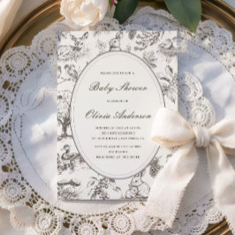 Convite Woodland Sketched Allover Print Baby Shower