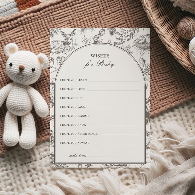 Convite Woodland Sketched Wishes for Baby Card (Criador carregado)