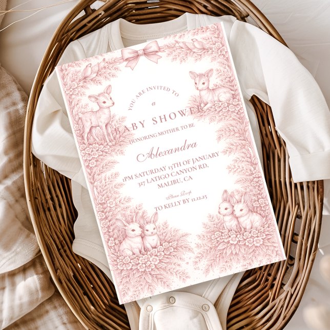 Convite Woodland Toile Baby Shower (Criador carregado)