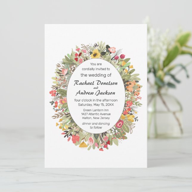 Convite Woodland Wildflower Rustic Weditation (Em pé/Frente)