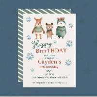 Woodland Winter Animal Boy Birday