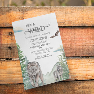 Convite Woodland Wolf Forest Wild Um Aniversário