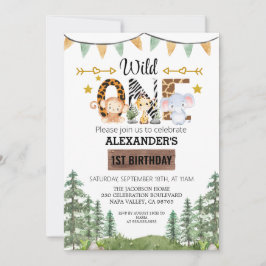Convite Woodland Wonder Jungle Safari primeiro aniversario