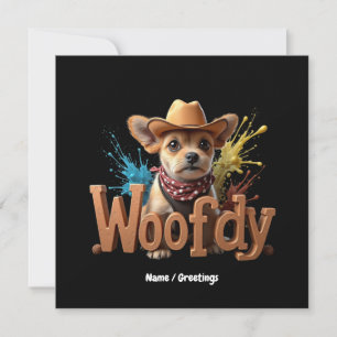 Convite Woofdy Funny Western Cowboy Dog no Texas