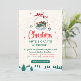 Convite Workshop sobre Artesanatos de Natal Modernos Verde