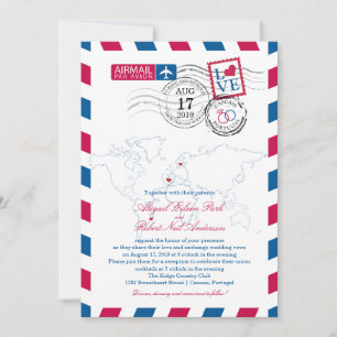 Convite World Locations Airmail   Casamento