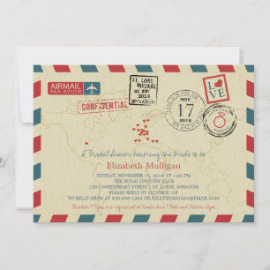 Convite World Traveler Airmail Chá de panela