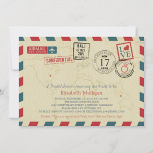Convite World Traveler Airmail Chá de panela