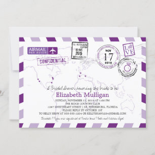 Convite World Traveler Airmail   Chá de panela