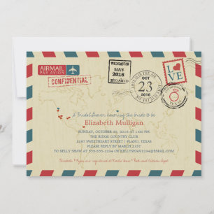 Convite World Traveler Airmail   Chá de panela TEXAS