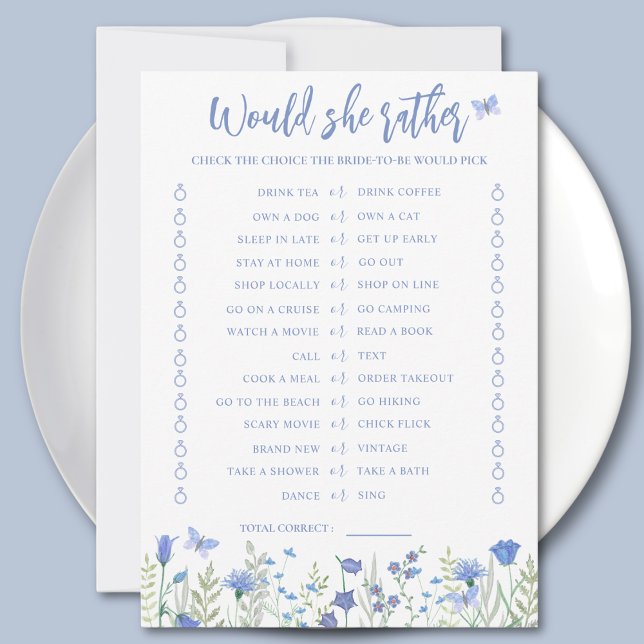 Convite Would She Rather Bridal Shower Game Card (Criador carregado)