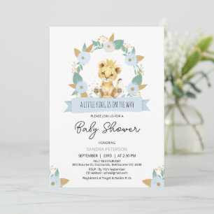 Convite Wreath Blue Floral Baby Chá de fraldas