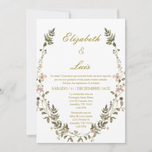 Convite Wreath Elegant Weditation em espanhol