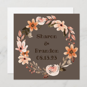 Convite Wreath Flores para casamentos Floral Vetor Obrigad