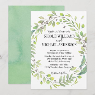 Convite WREATH Foliage WEDDING