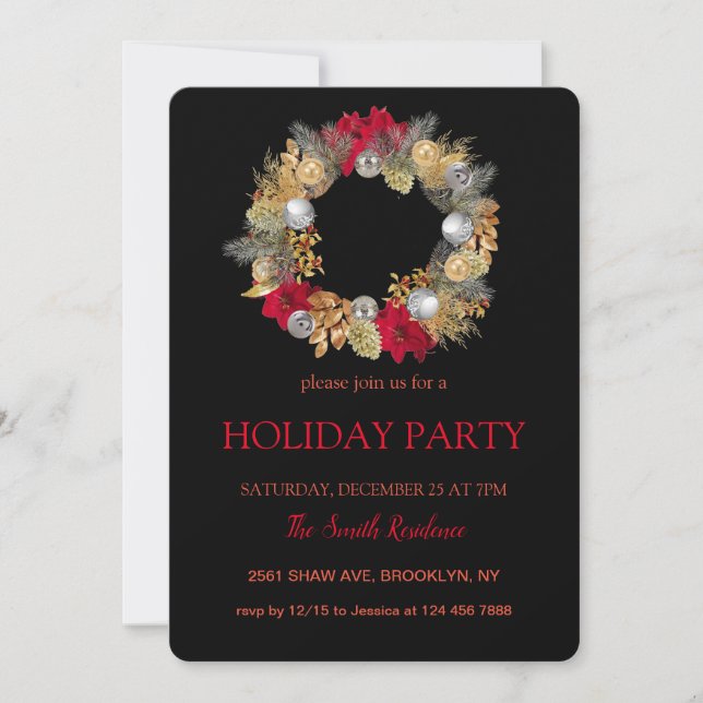 Convite Wreath Natal Elegantemente Chic (Frente)