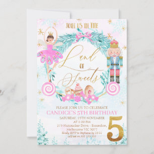 Convite Wreath Nutcracker Land of Sweets 5 Birthday