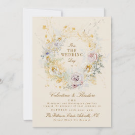 Convite wreath romântico boho de casamento bíblico