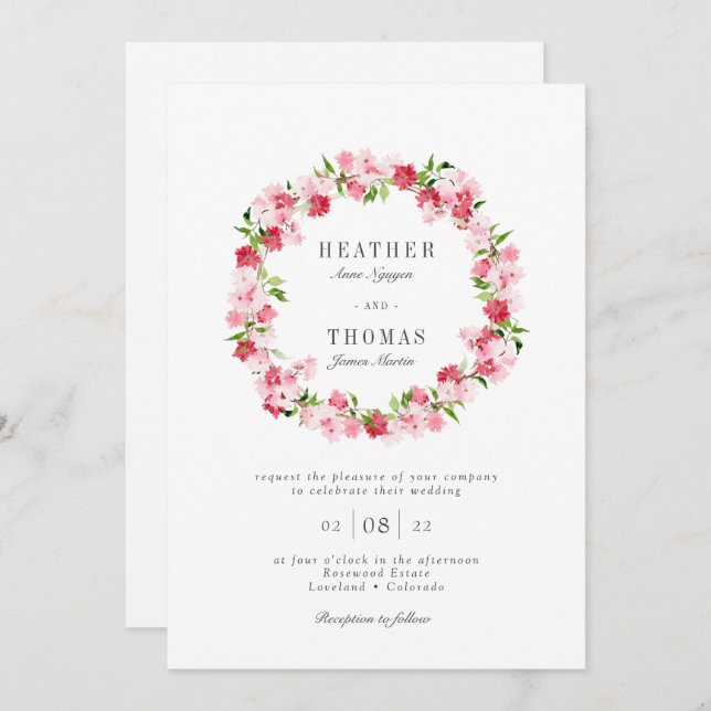 Convite Wreath Wreath Wreath Invitation (Frente/Verso)