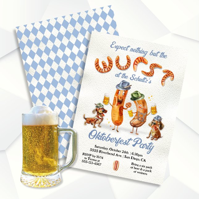 Convite Wurst Oktoberfest Funny Party (Criador carregado)