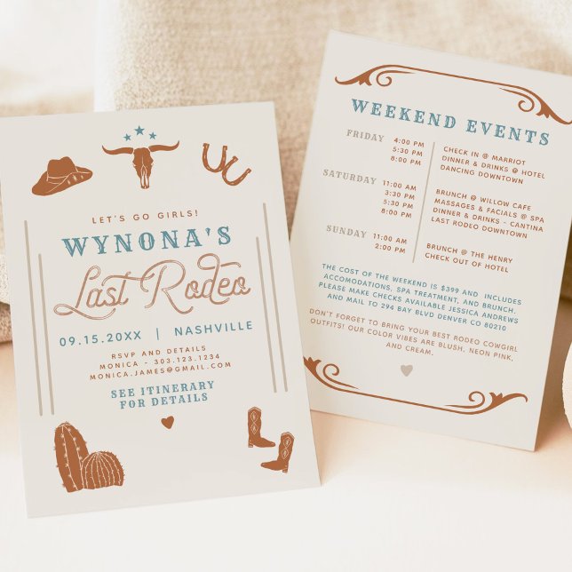 Convite WYNONA Bohemian Último Rodeo Cowgirl Bachelorette (Criador carregado)