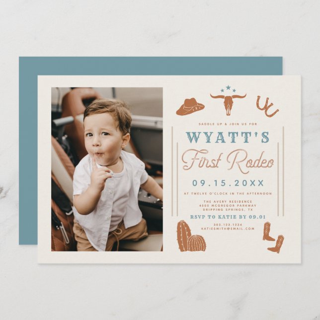 Convite WYNONA Queimou Laranja Blue Cowboy 1rua Rodeio Ani (Frente/Verso)