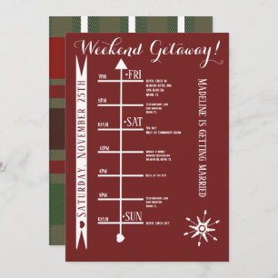 Convite Xadrez Bachelorette Weekend Getaway Itinerário