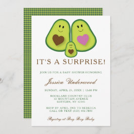 Convite Xadrez Bonita Avocado Gênero Chá de fraldas neutro