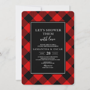 Convite Xadrez Búfalo Vermelho e Preto 