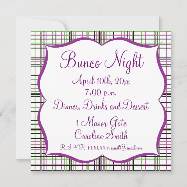 Convite Xadrez Bunco Girls Night Out (Frente)