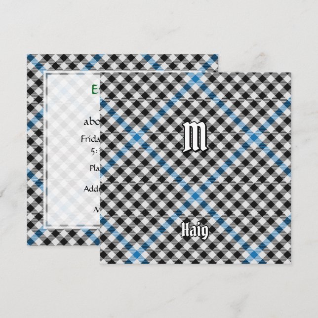 Convite Xadrez Clan Haig Check Tartan (Frente/Verso)