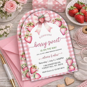 Convite Xadrez Coquette Berry Sweet Baby Shower Rosa Berry