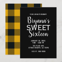 Xadrez de búfalo preto amarelo Doce 16 Festa de an