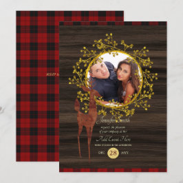 Convite Xadrez de Búfalo Rústico com Cervo FOTO QUALQUER E