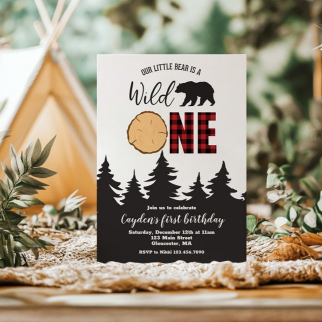 Convite Xadrez de Búfalos Selvagens de Um Urso Primeiro An (Criador carregado)