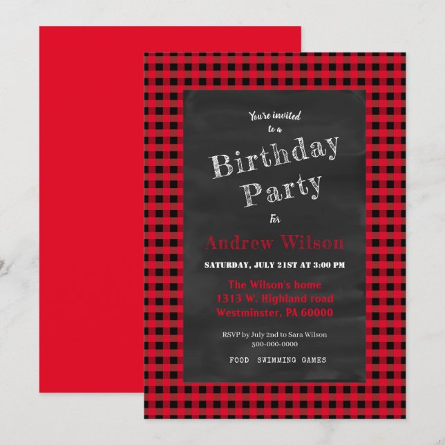 Convite Xadrez de Buffalo (Frente/Verso)