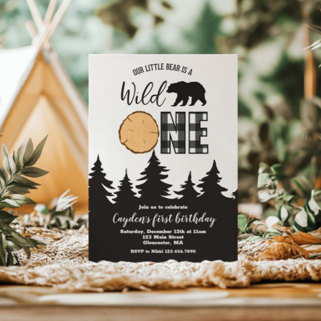 Convite Xadrez de Buffalo Preto de Um Urso Selvagem Primei (Criador carregado)