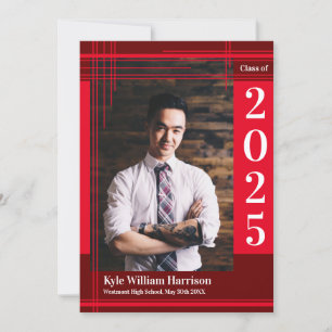 Convite Xadrez de Foto para Graduação de Cor da Escola Mar