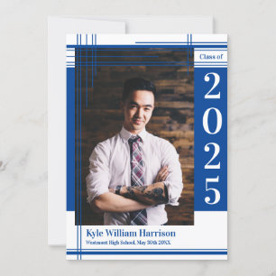 Convite Xadrez de Fotos de Graduação de Cor da Escola Br