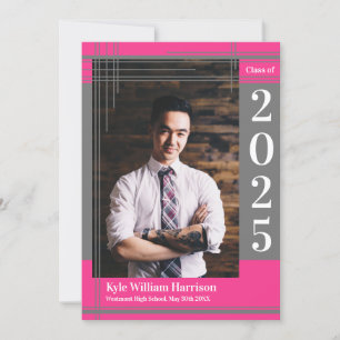 Convite Xadrez de Fotos de Graduação de Cor da Escola de