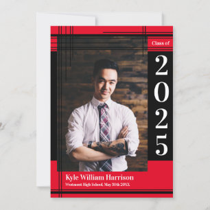Convite Xadrez de Fotos de Graduação de Cor da Escola Ve
