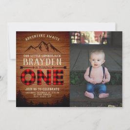 Convite Xadrez de Lumberjack Buffalo Foto de Primeiro Aniv