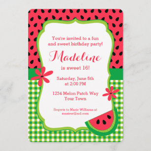 Convite Xadrez de Melancia doce